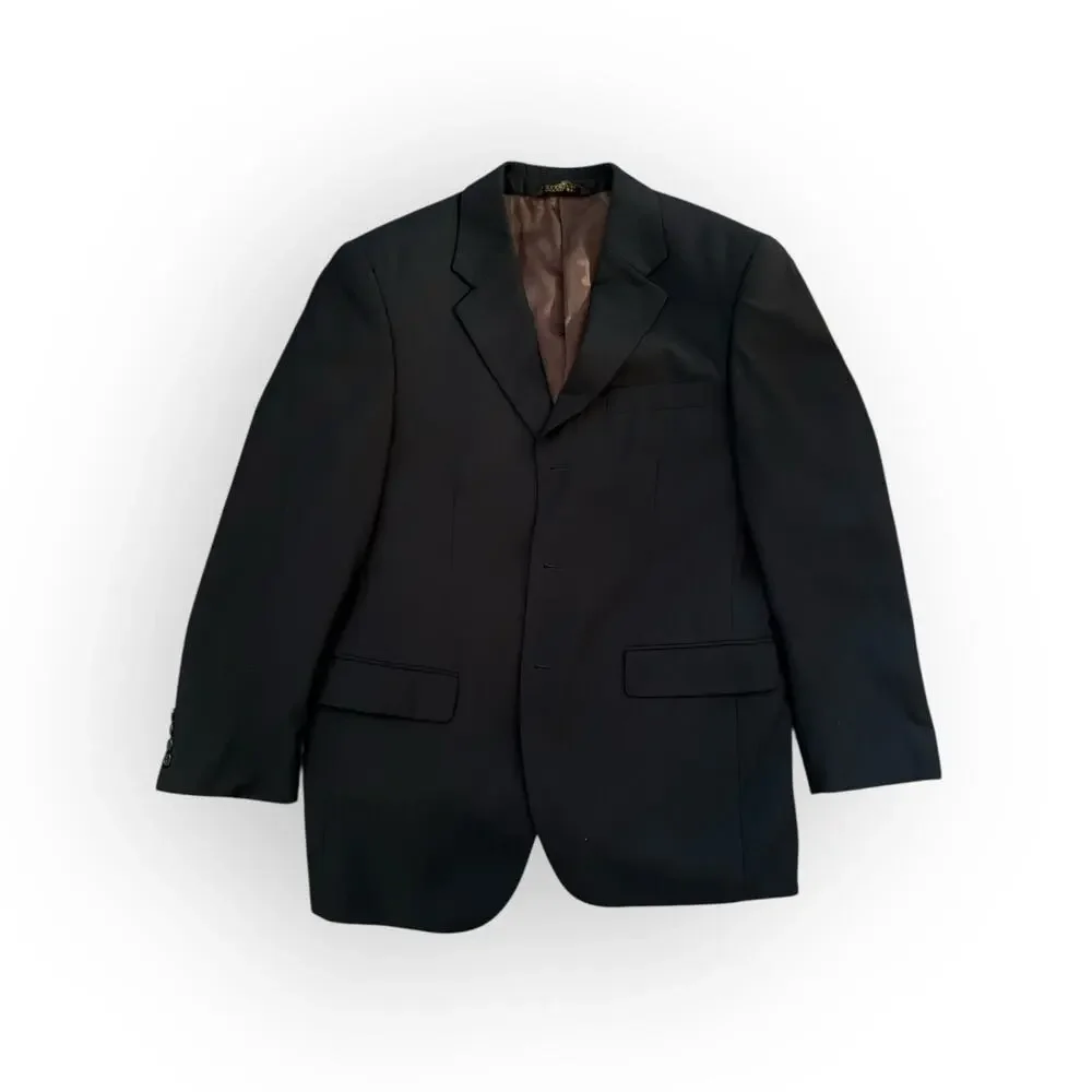Caravelli Black Pinstripe Blazer 38S Italian Suit Jacket Business Formal Classic